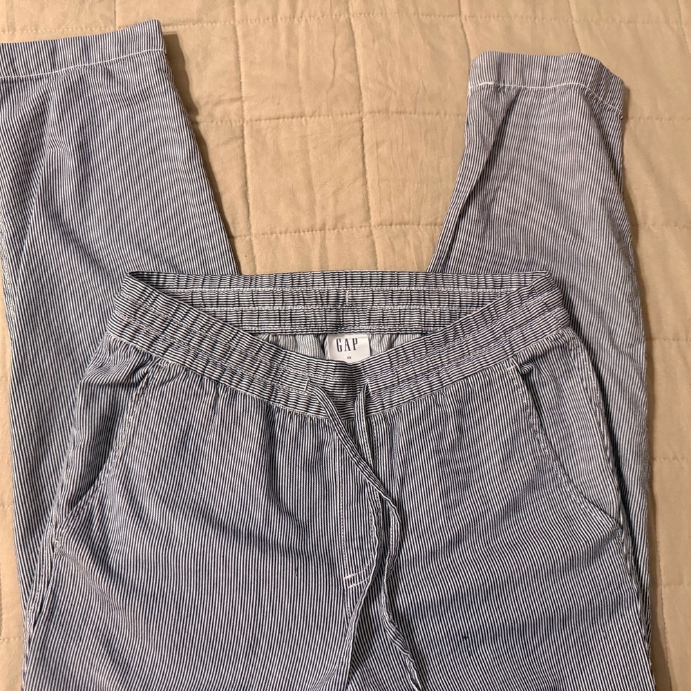 GAP Navy and White Pinstripe Drawstring Pants